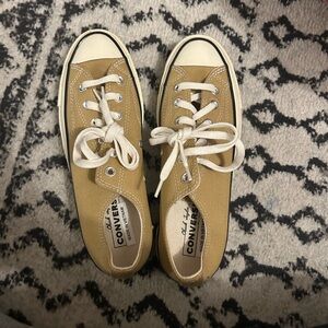 Converse Beige Canvas Lace-Up Sneakers